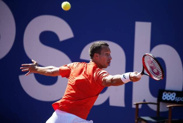 April 23, 2016 - Barcelona, Catalonia, Spain - Philipp Kohlschreiber during the match against Rafa Nadal , corresponding to the 1 2 final of the Open Banc Sabadell, 64 Trophy Conde de Godo, played on the RCT Barcelona1899, on april 23, 2016. Barcelona Open Banc Sabadell - Day 6  - ZUMAn230
