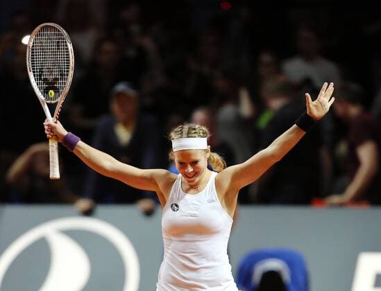 Stuttgart Porsche Tennis Grand Prix 2016, Laura Siegemund (GER) jubelt über den Einzug ins Finale