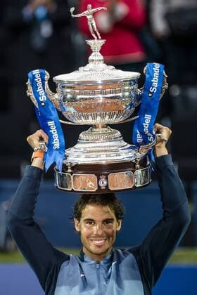 April 24, 2016 - Barcelona, Catalonia, Spain - RAFAEL NADAL of Spain raises the cup after winning the final of the Barcelona Open Banc Sabadell 2016 against Kei Nishikori of Japon Rafael Nadal won 6:4, 7:5 Rafael Nadal Wins Barcelona Open 2016 - ZUMAo105
