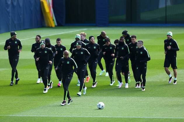 A general view during the UEFA Champions League training at the Etihad Campus. Photo credit should read: Philip Oldham Sportimage EDITORIAL USE ONLY. No use with unauthorised audio, video, data, fixture lists, club league logos or live services. Online in-match use limited to 120 images, no video emulation. No use in betting, games or single club league player publications.
