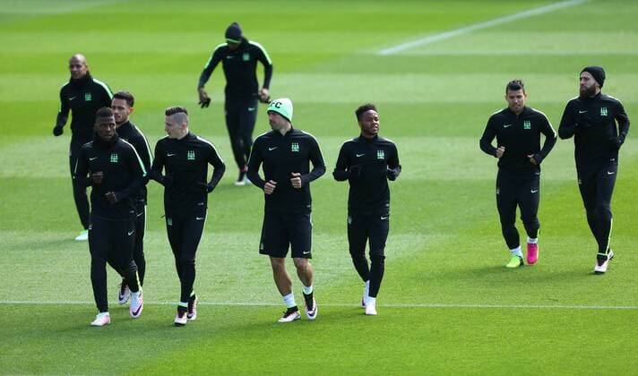 A general view during the UEFA Champions League training at the Etihad Campus. Photo credit should read: Philip Oldham Sportimage EDITORIAL USE ONLY. No use with unauthorised audio, video, data, fixture lists, club league logos or live services. Online in-match use limited to 120 images, no video emulation. No use in betting, games or single club league player publications.