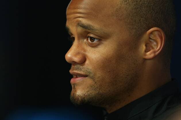 Fußball, Champions League, Manchester City Pressekonferenz Vincent Kompany of Manchester City during the UEFA Champions League press conference PK Pressekonferenz at the Etihad Campus. Photo credit should read: Philip Oldham Sportimage EDITORIAL USE ONLY. No use with unauthorised audio, video, data, fixture lists, club league logos or live services. Online in-match use limited to 120 images, no video emulation. No use in betting, games or single club league player publications.