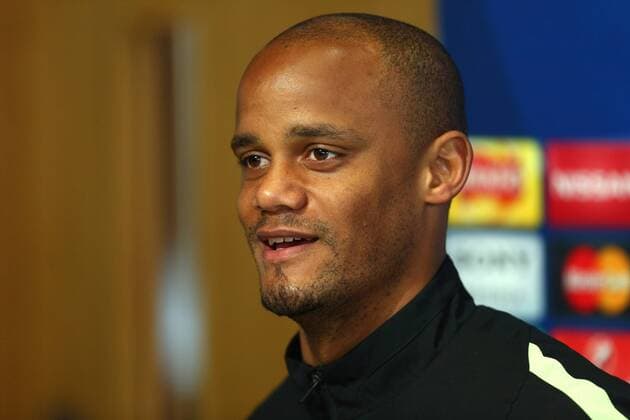 Fußball, Champions League, Manchester City Pressekonferenz Vincent Kompany of Manchester City during the UEFA Champions League press conference PK Pressekonferenz at the Etihad Campus. Photo credit should read: Philip Oldham Sportimage EDITORIAL USE ONLY. No use with unauthorised audio, video, data, fixture lists, club league logos or live services. Online in-match use limited to 120 images, no video emulation. No use in betting, games or single club league player publications.