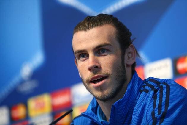 Gareth Bale of Real Madrid during the UEFA Champions League training and press conference PK Pressekonferenz at the Etihad Stadium. Photo credit should read: Philip Oldham Sportimage EDITORIAL USE ONLY. No use with unauthorised audio, video, data, fixture lists, club league logos or live services. Online in-match use limited to 120 images, no video emulation. No use in betting, games or single club league player publications.