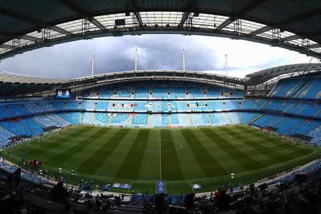 Fußball, Champions League, Etihad Stadium vor dem Halbfinale Manchester City - Real Madrid A general view during the UEFA Champions League Semi Final 1st leg match at the Etihad Stadium. Photo credit should read: Philip Oldham Sportimage EDITORIAL USE ONLY. No use with unauthorised audio, video, data, fixture lists, club league logos or live services. Online in-match use limited to 120 images, no video emulation. No use in betting, games or single club league player publications.