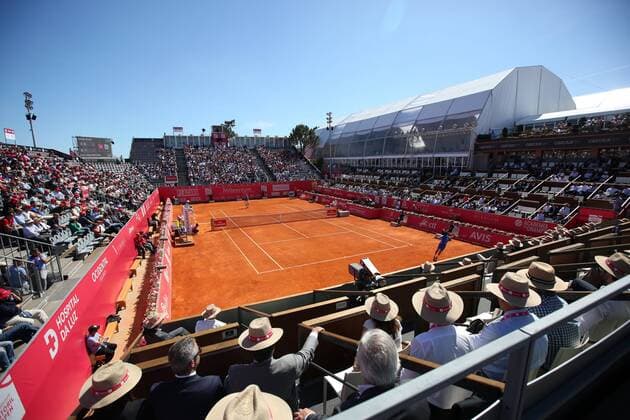 April 26, 2016 - Estoril, Portugal - Portugal s President Marcelo Rebelo de Sousa (C ) attends a game during the Millennium Estoril Open ATP Tennis Herren 250 tennis tournament at the Clube de TÃƒÂ©nis do Estoril in Portugal on April 26, 2016. Portugal s President Marcelo Rebelo de Sousa at Millennium Estoril Open ATP 250 tennis tournament - ZUMAf123