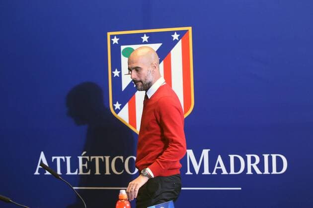 Madrid Trainer Pep Guardiola (FC Bayern Muenchen), Pressekonferenz, Atletico Madrid vs. FC Bayern Muenchen, Fussball, Champions League Halbfinale, 26.04.2016, Copyright: Langer Eibner-Pressefoto EP_HLR
