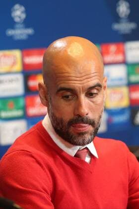 Madrid Trainer Pep Guardiola (FC Bayern Muenchen), Pressekonferenz, Atletico Madrid vs. FC Bayern Muenchen, Fussball, Champions League Halbfinale, 26.04.2016, Copyright: Langer Eibner-Pressefoto EP_HLR