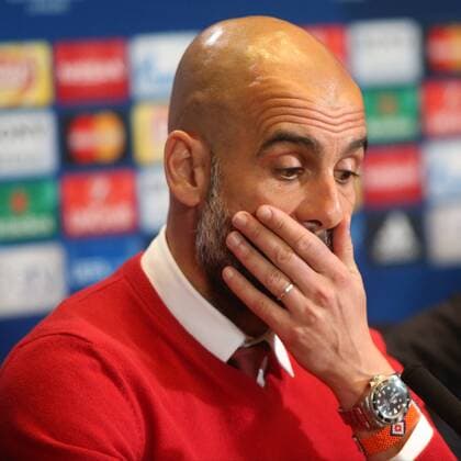 Madrid Trainer Pep Guardiola (FC Bayern Muenchen), Pressekonferenz, Atletico Madrid vs. FC Bayern Muenchen, Fussball, Champions League Halbfinale, 26.04.2016, Copyright: Langer Eibner-Pressefoto EP_HLR