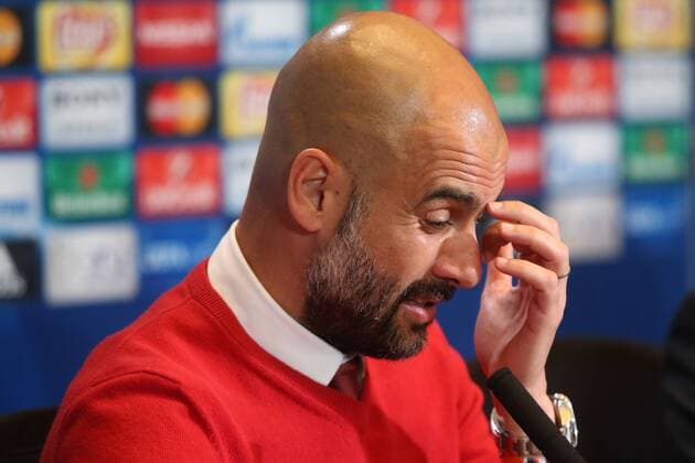 Madrid Trainer Pep Guardiola (FC Bayern Muenchen), Pressekonferenz, Atletico Madrid vs. FC Bayern Muenchen, Fussball, Champions League Halbfinale, 26.04.2016, Copyright: Langer Eibner-Pressefoto EP_HLR