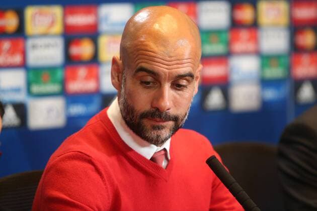 Madrid Trainer Pep Guardiola (FC Bayern Muenchen), Pressekonferenz, Atletico Madrid vs. FC Bayern Muenchen, Fussball, Champions League Halbfinale, 26.04.2016, Copyright: Langer Eibner-Pressefoto EP_HLR
