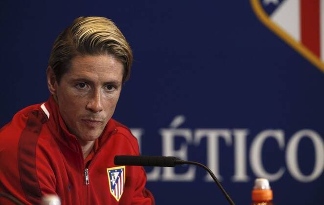 Atletico de Madrid player Fernando Torres delivers a presser at Vicente Calderon stadium in Madrid, Spain, 26 April 2016, prior to tomorrow s Champions league match before Bayern Munich. ATLETICO DE MADRID PRESSER IN MADRID !ACHTUNG: NUR REDAKTIONELLE NUTZUNG!  CAM004 20160426-635973004555151866