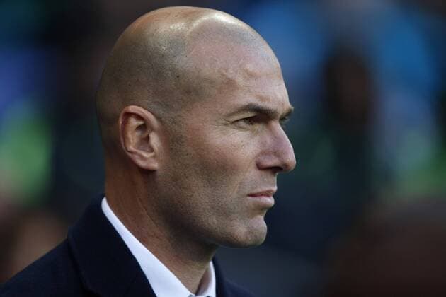 Zinedine Zidane, manager of Real Madrid during the UEFA Champions League Semi Final 1st leg match at the Etihad Stadium. Photo credit should read: Philip Oldham Sportimage EDITORIAL USE ONLY. No use with unauthorised audio, video, data, fixture lists, club league logos or live services. Online in-match use limited to 120 images, no video emulation. No use in betting, games or single club league player publications.