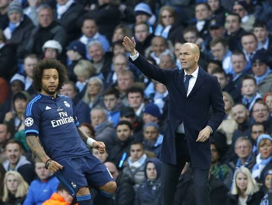 Zinedine Zidane manager of Real Madrid during the UEFA Champions League Semi Final match at Etihad Stadium. Photo credit should read: Simon Bellis Sportimage EDITORIAL USE ONLY. No use with unauthorised audio, video, data, fixture lists, club league logos or live services. Online in-match use limited to 120 images, no video emulation. No use in betting, games or single club league player publications.