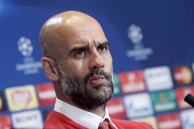 FC Bayern Munchen s coach Pep Guardiola in press conference PK Pressekonferenz after Champions League 2015 2016 Semi-Finals 1st leg match. April 26,2016.  (2016042649)