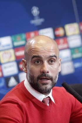 FC Bayern Munchen s coach Pep Guardiola in press conference PK Pressekonferenz after Champions League 2015 2016 Semi-Finals 1st leg match. April 26,2016.  (2016042657)