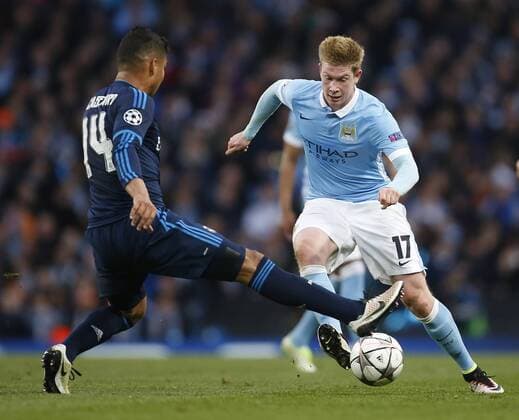 Kevin De Bruyne of Manchester City during the UEFA Champions League Semi Final 1st leg match at the Etihad Stadium. Photo credit should read: Philip Oldham Sportimage EDITORIAL USE ONLY. No use with unauthorised audio, video, data, fixture lists, club league logos or live services. Online in-match use limited to 120 images, no video emulation. No use in betting, games or single club league player publications.