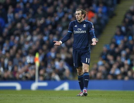 Gareth Bale of Real Madrid dejected during the UEFA Champions League Semi Final 1st leg match at the Etihad Stadium. Photo credit should read: Philip Oldham Sportimage EDITORIAL USE ONLY. No use with unauthorised audio, video, data, fixture lists, club league logos or live services. Online in-match use limited to 120 images, no video emulation. No use in betting, games or single club league player publications.