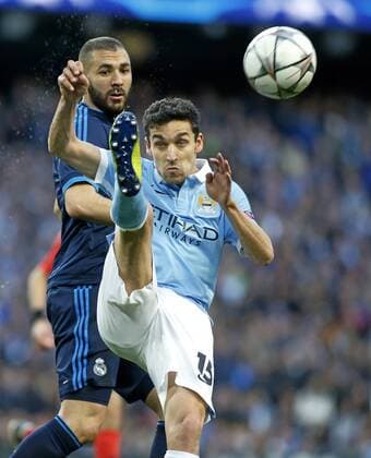 First leg of 1 2 Champions League between Manchester City and Real Madrid. In this picture, Benzema and Navas. xJosexA.xGarciax 