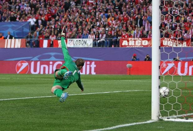 27.04.2016, Fussball UEFA Champions League 2015 2016, Halbfinale, Hinspiel, Atletico Madrid - FC Bayern München, im Estadio Vicente Calder—n, Madrid. Tor zum 1:0 