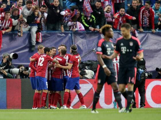ESP, UEFA CL, Atletico Madrid (ESP) vs FC Bayern Muenchen (GER) 27.04.2016, Estadio Vicente Calderon, Madrid, ESP, UEFA CL Halbfinale, Atletico Madrid vs FC Bayern Muenchen im Bild SAuL NiGUEZ (Madrid) freut sich über sein Tor zum 1:0 nordphotoxBratic