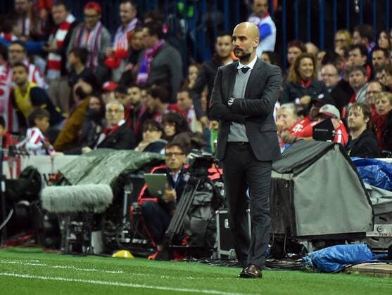 Madrid 27.04.2016, xjhx, Fussball Champions League, Atletico Madrid - FC Bayern München, emspor, v.l. Pep Guardiola (Trainer FC Bayern Muenchen)