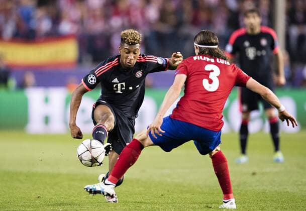 Madrid, 27.04.2016, Stadion Vicente Calderon Kingsley Coman (FCB), Filipe Luis (Atletico) Atletico Madrid vs. FC Bayern München mm