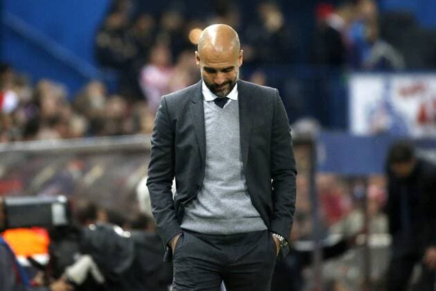 Themen der Woche - Sport Bilder des Tages - SPORT Bayer Munich s Spanish coach Pep Gaurdiola during a Champions League semifinal match between Atletico de Madrid and Bayern Munich at Vicente Calderon Stadium in Madrid, Spain, 27 April 2016. ATLETICO MADRID VS BAYERN MUNICH !ACHTUNG: NUR REDAKTIONELLE NUTZUNG!  CAM056 20160427-635973928968563196