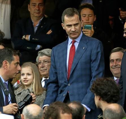 First leg of 1 2 Champions League match between Atletico and Bayer Munich. In this picture, Spain King Felipe VI. xCHEMAxREYx 