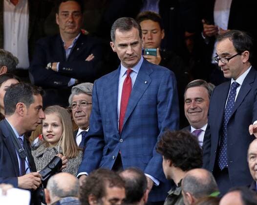 First leg of 1 2 Champions League match between Atletico and Bayer Munich. In this picture, Spain s King Felipe VI. xCHEMAxREYx 