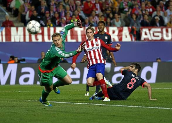 First leg of 1 2 Champions League match between Atletico and Bayer Munich. In this picture, Torres chance. xCHEMAxREYx 