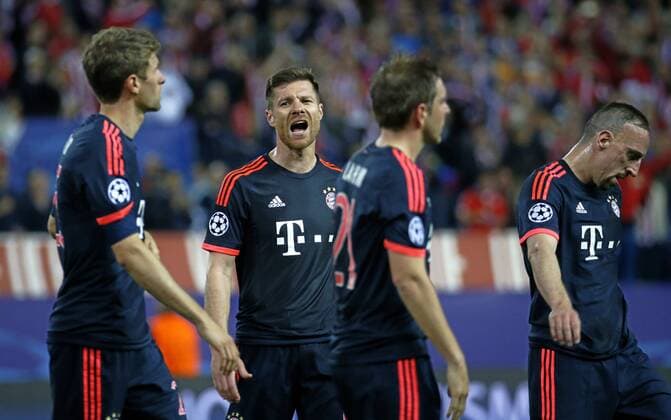 First leg of 1 2 Champions League match between Atletico and Bayer Munich. In this picture, Bayern players dejected. xCHEMAxREYx 