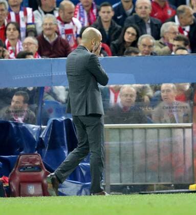 ESP, UEFA CL, Atletico Madrid (ESP) vs FC Bayern Muenchen (GER) 27.04.2016, Estadio Vicente Calderon, Madrid, ESP, UEFA CL Halbfinale, Atletico Madrid vs FC Bayern Muenchen im Bild Trainer Josep Guardiola (München) nordphotoxBratic