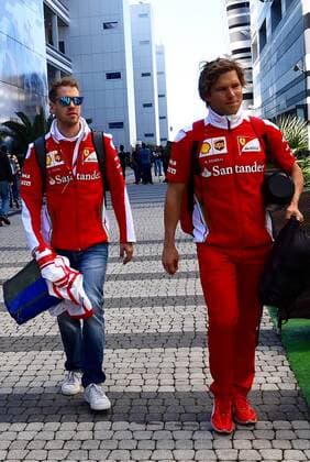 Formel 1, GP von Russland Sebastian Vettel, Antti Kontsas, Vettel Physiotherapeut, Scuderia Ferrari, formula 1 GP, Russian in Sochi, 28.04.2016 Photo:mspb Jerry Andre Sebastian Vettel, Antti Kontsas, formula 1 GP, Russian