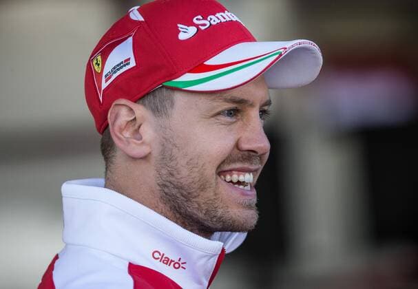 SOCHI, RUSSIA. APRIL 28, 2016. German driver Sebastian Vettel of the Scuderia Ferrari F1Team at the Sochi Autodrom racing circuit ahead of the 2016 Formula 1 Russian Grand Prix. Sergei Savostyanov TASS  TS021296