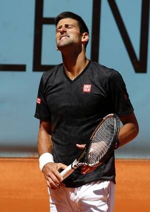 Swiss tennis player Novak Djokovic reacts during a training session for the Mutua Madrid Open at Caja Magica court in Madrid, Spain, 30 April 2016. The Mutua Madrid Open runs from 29 April to 08 May 2016. Stanislas Wawrinka training !ACHTUNG: NUR REDAKTIONELLE NUTZUNG!  20160430-635976314030698410