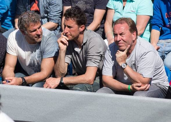 R-L. Dominic Thiem Trainer Guenter Bresnik,Vater Wolfgang und Werner Latzelsberger.Team Thiem, Tennis - BMW Open2016 - ATP Tennis Herren - MTTC Iphitos - Munich - - Germany - 30 April 2016.