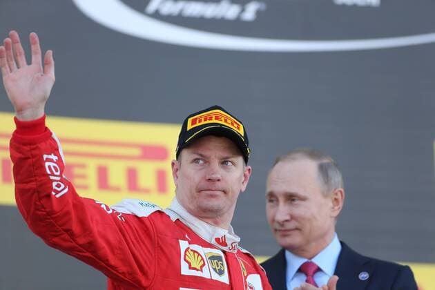 Russian Grand Prix, Sochi 28 April - 1 May 2016 01.05.2016 - Race, 3rd position Kimi Raikkonen (FIN) Scuderia Ferrari SF16-H and Vladmir Putin 