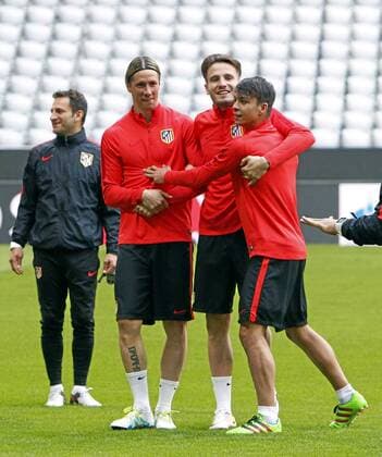Atletico Madrid training session at Allianz Arena. In this picture, Fernando Torres, Saul and Oliver xPABLOxMORENOx 