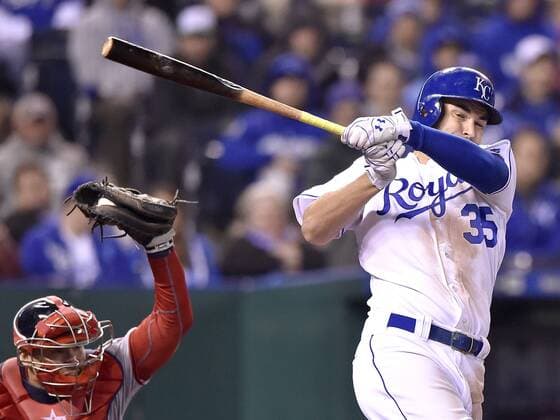 May 2, 2016 - Kansas City, MO, USA - Kansas City Royals Eric Hosmer swings at a strike during the eighth inning on Monday, May 2, 2016, at Kauffman Stadium in Kansas City, Mo. Washington Nationals at Kansas City Royals - ZUMAm67_