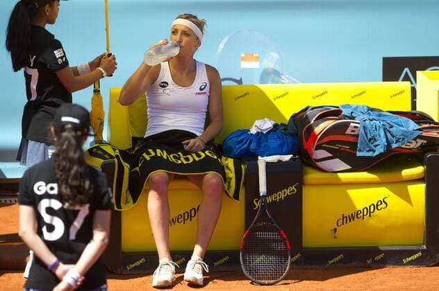 Timea Bacsinszky beim Match Ekaterina Makarova vs Timea Bacsinszky beim Mutua Madrid Open 2016 Tennisturnier im Sportkomplex Caja Magica. Madrid, 03.05.2016 Foto:xDyDxFotografosx xFuturexImage - 