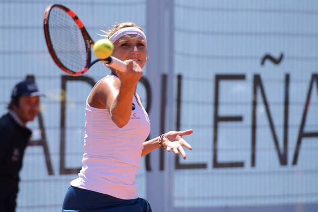 May 3, 2016 - Madrid, Spain - TIMEA BACSINSZKY of Switzerland in action during her match vs. E. Makarova at the Mutua Madrid Open. Tennis 2016 - Mutua Madrid Open - Day 4 - ZUMAl132