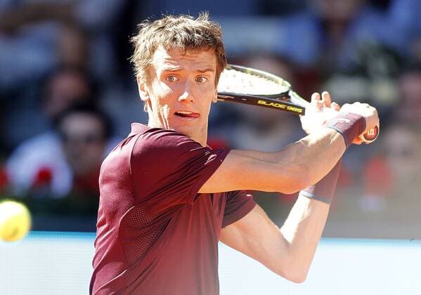 Andrey Kuznetsov, Russia, during Madrid Open Tennis 2016 match.May, 3, 2016.  (20160503201)