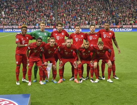 03.05.2016, Fussball UEFA Champions League 2015 2016, Halbfinale, Rückspiel, FC Bayern München - Atletico Madrid, in der Allianz-Arena München, Mannschaftsfoto Bayern München. 
