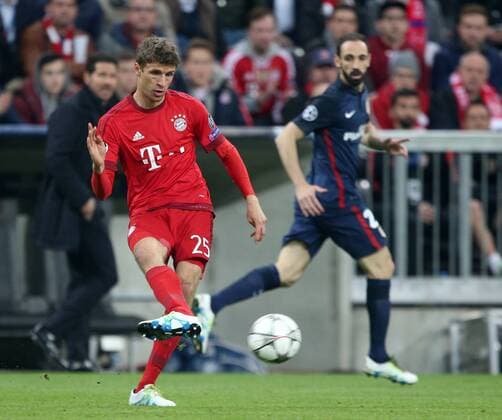 SOCCER - CL, Bayern vs Atletico MUNICH,GERMANY,03.MAY.16 - SOCCER - UEFA Champions League, semifinal, FC Bayern Muenchen vs Atletico Madrid. Image shows Thomas Mueller (Bayern). GEPAxpictures xThomasxBachun