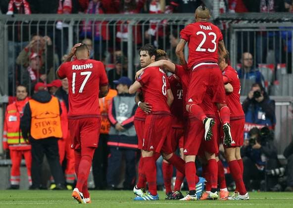 SOCCER - CL, Bayern vs Atletico MUNICH,GERMANY,03.MAY.16 - SOCCER - UEFA Champions League, semifinal, FC Bayern Muenchen vs Atletico Madrid. Image shows the rejoicing of FC Bayern Muenchen. GEPAxpictures xThomasxBachun