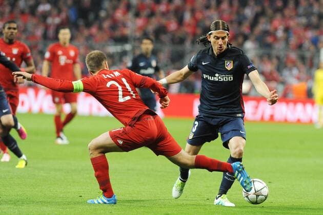 vl. Philipp Lahm (FC Bayern Muenchen) und Filipe Luis ( Atletico Madrid ), Bayern Muenchen - Atletico Madrid, Fussball ,Champions League, Halbfinale, Rueckspiel, 03.05.2016 , Muenchen Copyright: Stuetzle xEibner-Pressefoto ep_wse