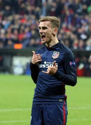 FC Bayern München - Atletico Madrid Deutschland, München, 03.05.2016, Fussball, UEFA Champions League, Saison 2015 2016, Halbfinale, Rückspiel, FC Bayern München - Atletico Madrid: Antoine Griezmann (Atletico Madrid); Jubel Tor 1:1 Griezmann.