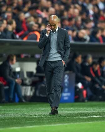 FUSSBALL CHAMPIONS LEAGUE SAISON 2015 2016 HALBFINALE RUECKSPIEL FC Bayern Muenchen - Atletico Madrid 03.05.2016 Trainer Pep Guardiola (FC Bayern Muenchen) jubelt 