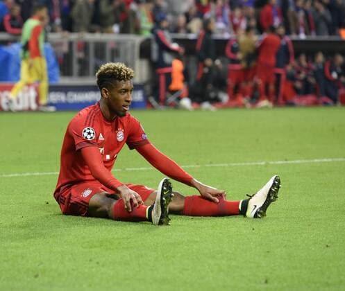 03.05.2016, Fussball UEFA Champions League 2015 2016, Halbfinale, Rückspiel, FC Bayern München - Atletico Madrid, in der Allianz-Arena München, Frust bei Kingsley Coman (Bayern München). 
